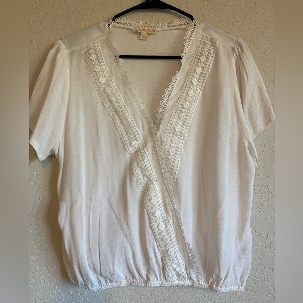 It's Our Time White Lace Accent Blouse